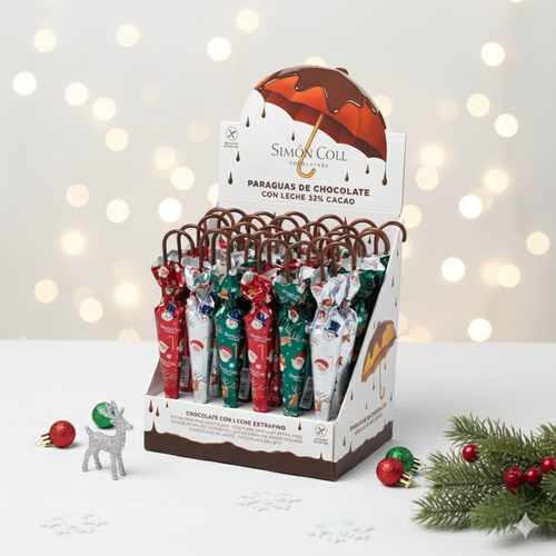 Simon Coll Paraguas Chocolate Navidad 3uds
